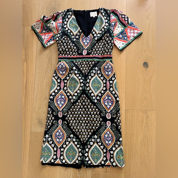 Sezane Black Multicolor Geometric Paisley Midi Dress - Picture 4 of 8